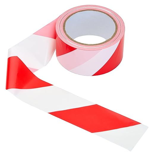 Hazard-Striped Vinyl Floor Tape — Red & White 2" x 36-yd