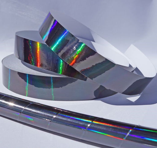 Holographic Rainbow Tape, Self-Adhesive (3 inch x 25 ft, Black)